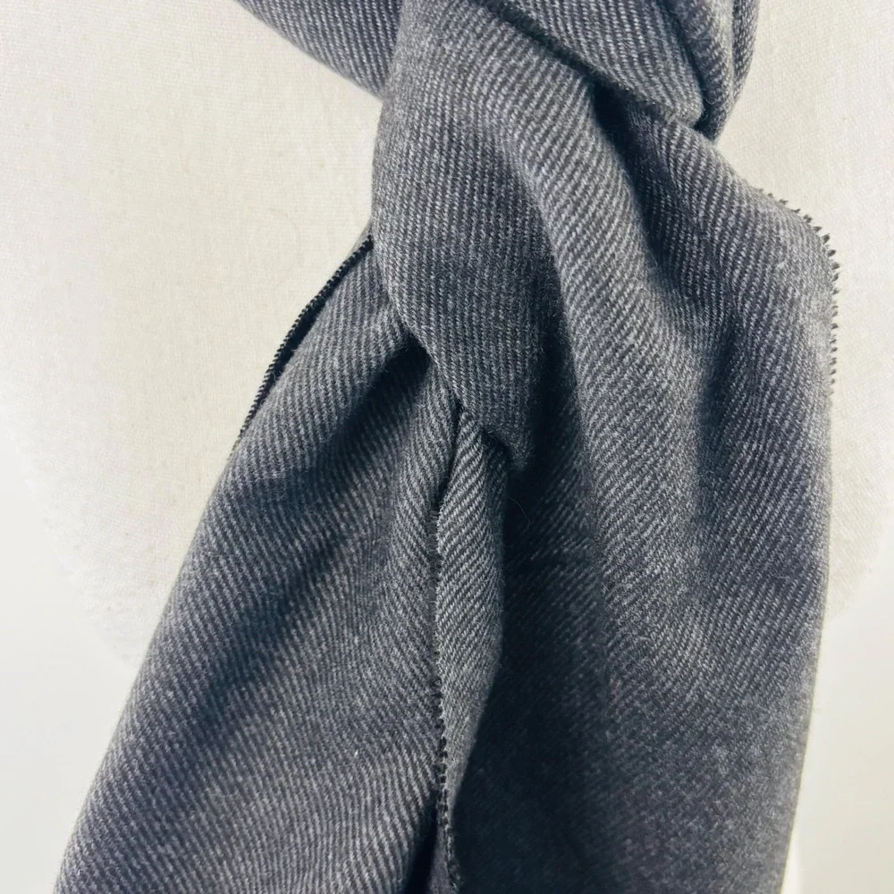 Koln Fashions 100% Cashmere Scarf Charcoal Gray Hand Tailored‎ Fringe Wrap